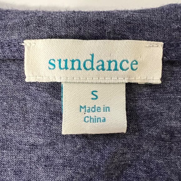 Sundance Womens Blue Crinkle Top Crochet Lace Trim Half Sleeves size Small - Picture 10 of 12